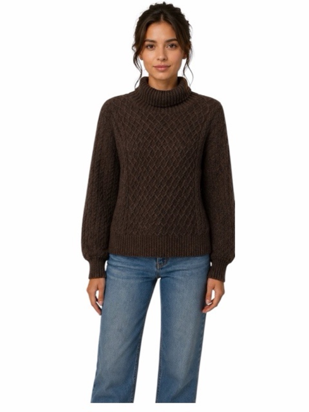 Evolution By Cyrus Cable Knit‎ Turtleneck Sweater